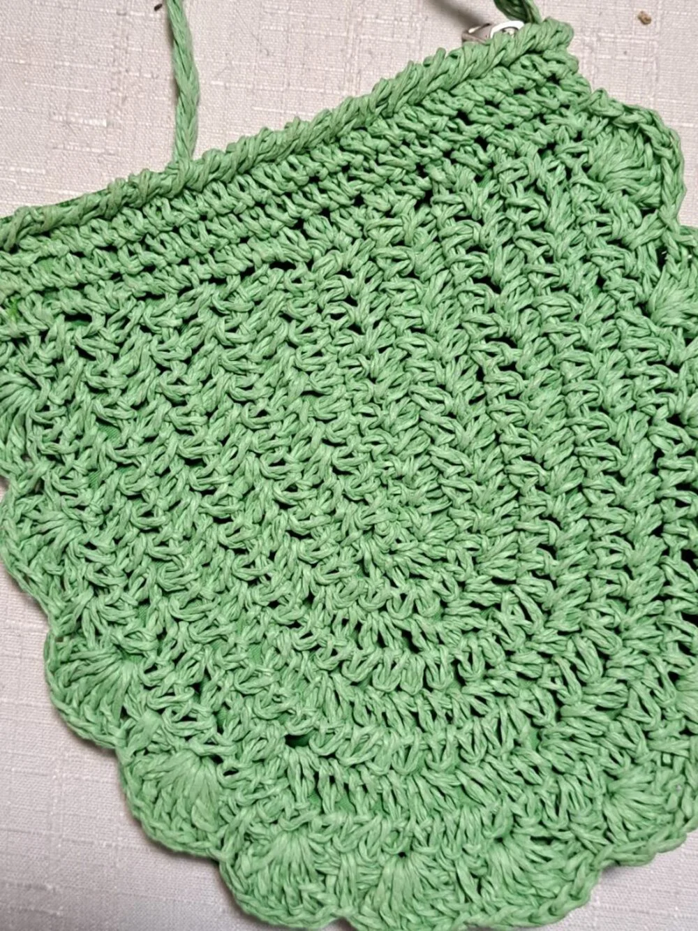 Bright Green Woven Paper Crissbody Purse